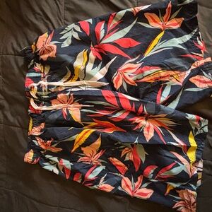 Floral Print Shorts with Drawstring